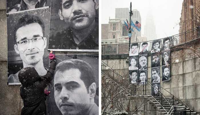 Photo of Street art protest at UN for Iranian prisoners