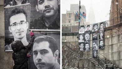 Photo of Street art protest at UN for Iranian prisoners